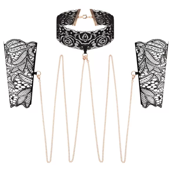 Rosy Gold - set collare e polsiere - nero