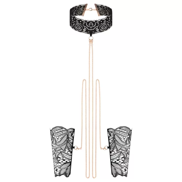 Rosy Gold - set collare e polsiere - nero