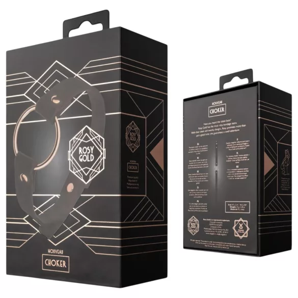 Rosy Gold - collare regolabile - pelle sintetica nera e oro rosa