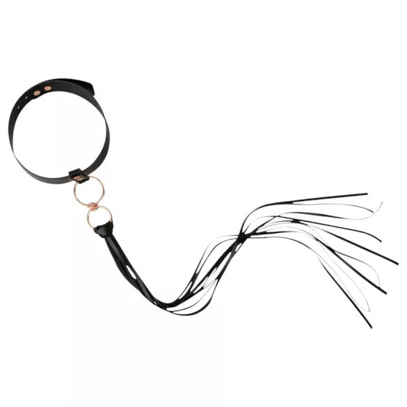 Rosy Gold - collare e frustino - nero