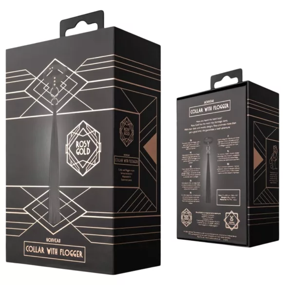 Rosy Gold - collare e frustino - nero