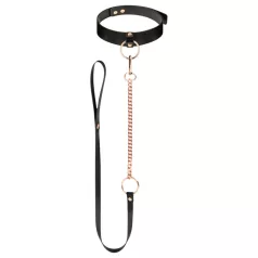 Rosy Gold - collare e guinzaglio - nero e oro rosa