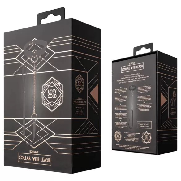 Rosy Gold - collare e guinzaglio - nero e oro rosa