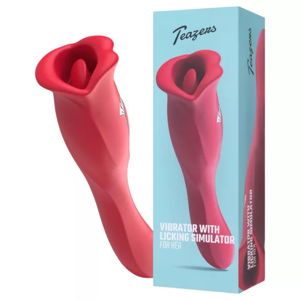 Teazers - vibratore a doppia estremità con stimolatore clitorideo a lingua (rosso)