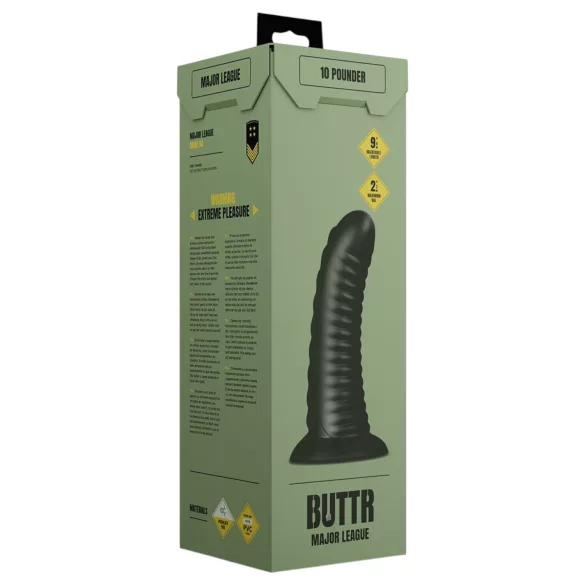 BUTTR Double Ribbed - grande plug anale a coste (nero) - 26 cm