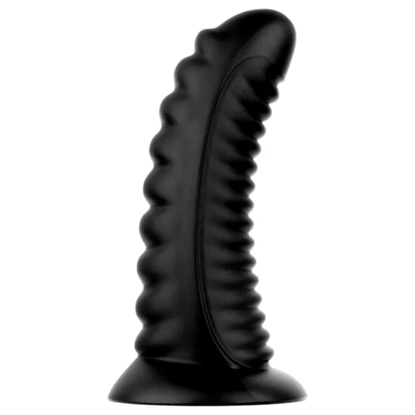 BUTTR Double Ribbed - grande plug anale a coste (nero) - 26 cm