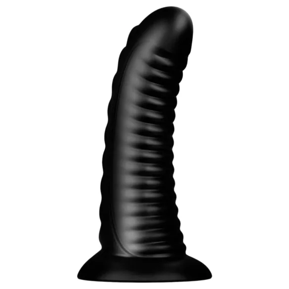BUTTR Double Ribbed - grande plug anale a coste (nero) - 26 cm