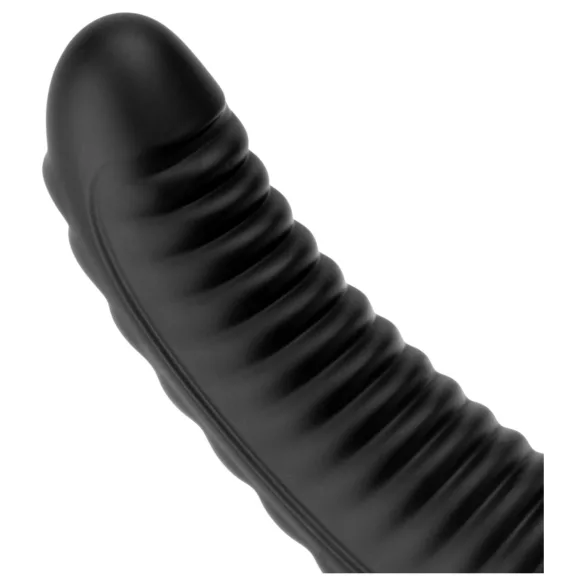 BUTTR Double Ribbed - grande plug anale a coste (nero) - 26 cm