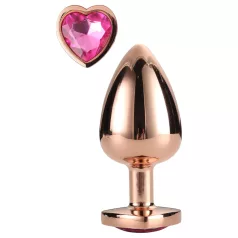   Gleaming Love - plug anale in alluminio con pietra a cuore - M - oro rosa