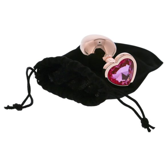 Gleaming Love - plug in alluminio con pietra a forma di cuore - M (oro rosa)