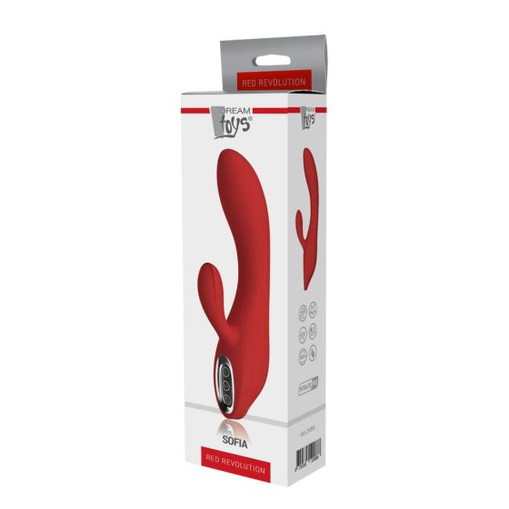 Rivoluzione Rossa Sofia - Vibratore ricaricabile con stimolatore clitorideo (rosso)