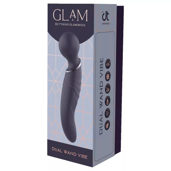 Glam - vibratore wand a doppia estremità (grigio scuro)