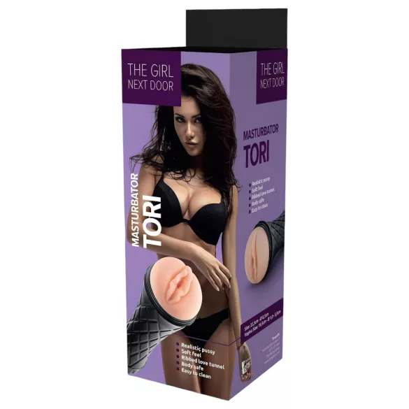 La ragazza della porta accanto Tori - vagina artificiale realistica in custodia (color carne-nero)