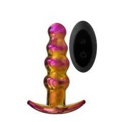   Vibratore Anale in Vetro con Radiocomando e Disegno Ondulato - Glamour Glass" (Colorato)"