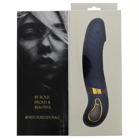 Goddess - vibratore riscaldante zigrinato (blu scuro)
