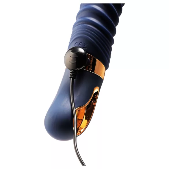 Goddess - vibratore riscaldante zigrinato (blu scuro)