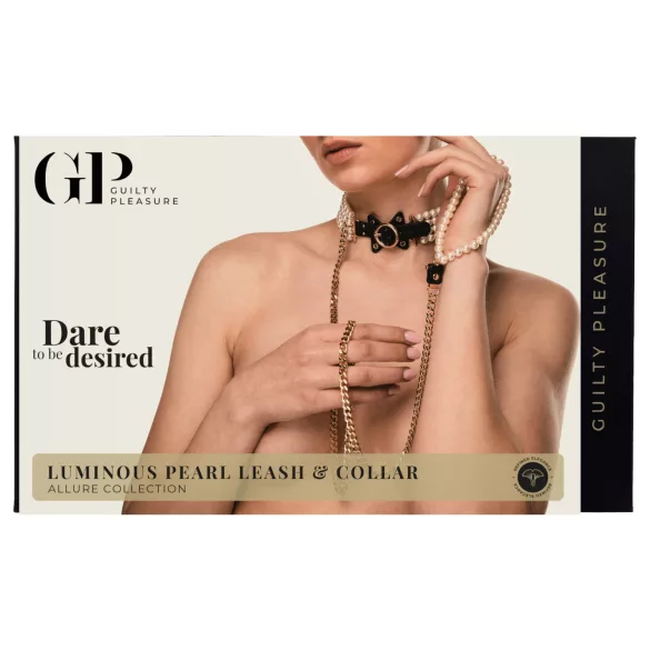 Allure - collare con guinzaglio perle - nero