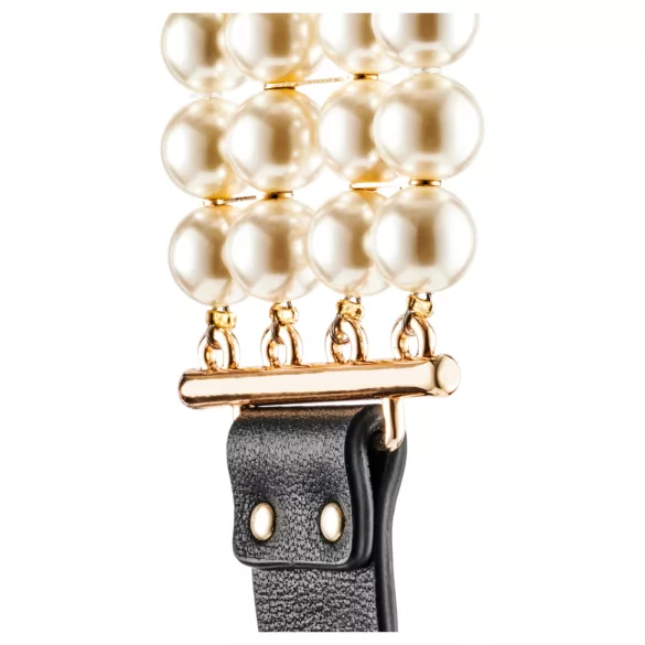 Allure - collare con guinzaglio perle - nero