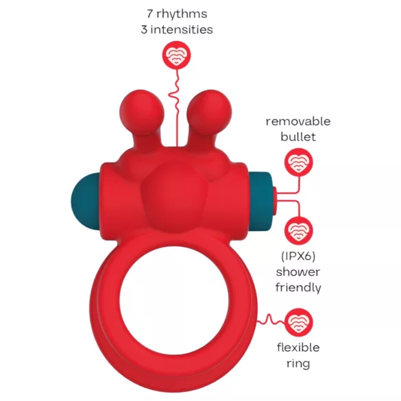 Dreamtoys Love Signal - anello vibrante per pene (rosso)
