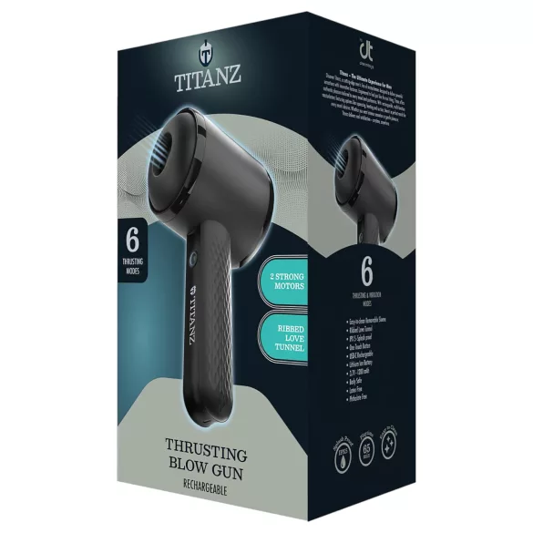 Pistola a spinta Titanz - masturbatore automatico (nero)