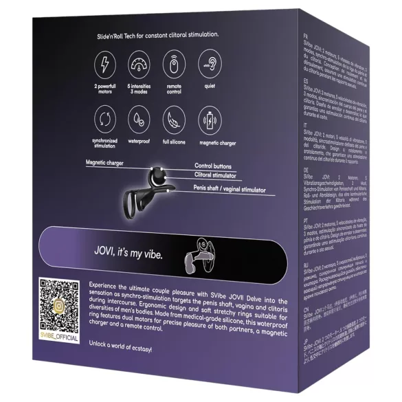 Snail Vibe Jovi - anello fallico con vibratore coppia - silicone nero