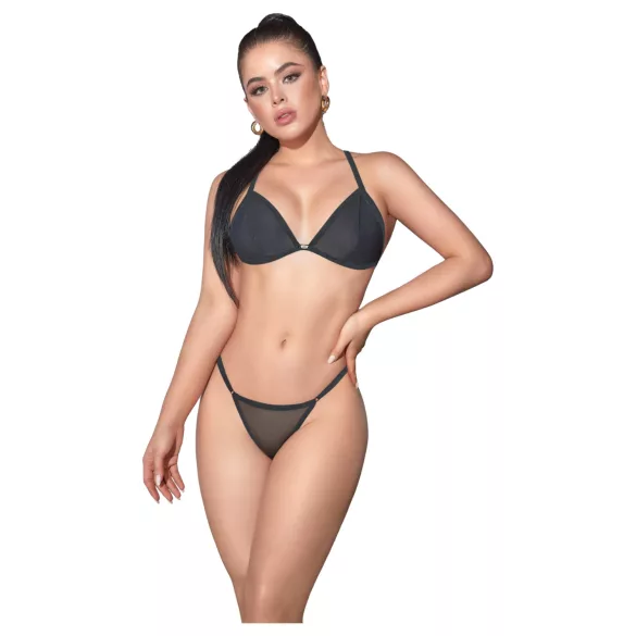 Zôf Nina - set di reggiseno trasparente e perizoma (nero) - L/XL