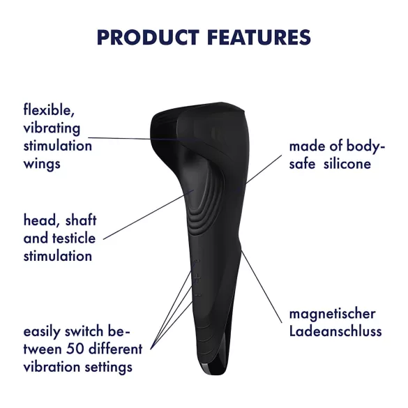 Satisfyer Men Wand - vibratore per glande ricaricabile e impermeabile (nero)