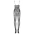 Obsessive F213 - tuta nera floreale in rete (S-L)