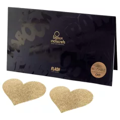  Bijoux Indiscrets Flash - adesivi brillanti a forma di cuore per capezzoli (oro)