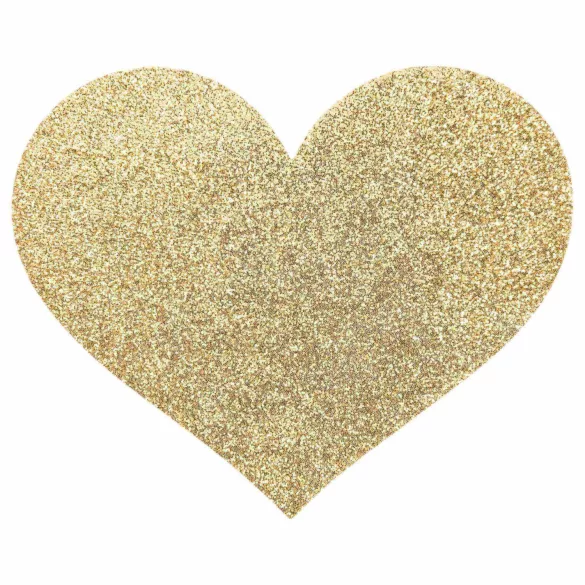 Bijoux Indiscrets Flash - adesivi brillanti a forma di cuore per capezzoli (oro)