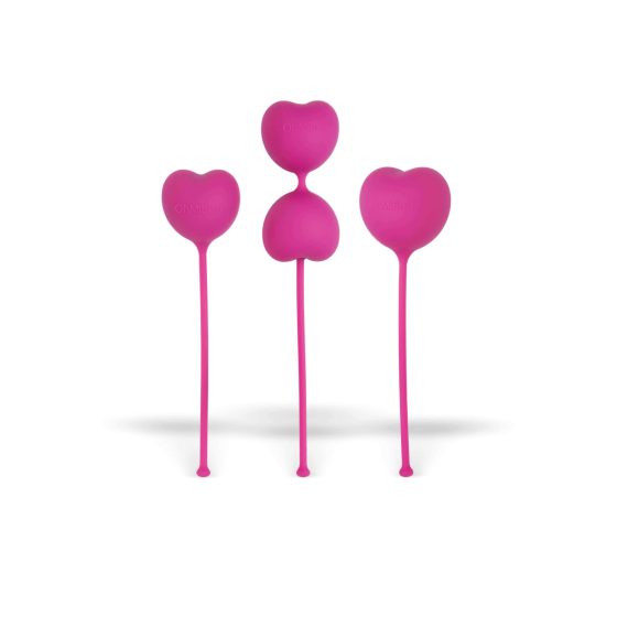 Set di palline vaginali Ohmibod Lovelife per il rafforzamento dei muscoli profondi - cuore rosa (3 pezzi)