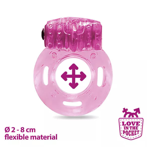 Love in the Pocket - anello fallico vibrante monouso - silicone rosa