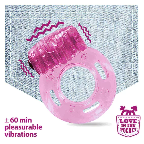 Love in the Pocket - anello fallico vibrante monouso - silicone rosa