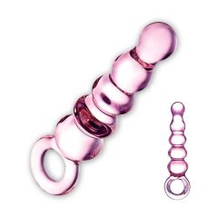 GLAS - Dildo anale di vetro con perline (rosa)