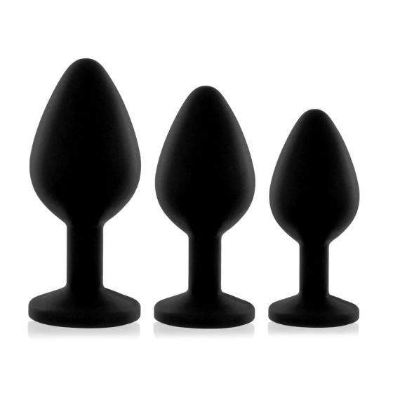 Set di 3 plug anali in silicone Rianne (nero)