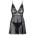 Obsessive Idillia - leggero completo in pizzo con babydoll e perizoma (nero) - L/XL