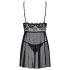 Obsessive Idillia - leggero completo in pizzo con babydoll e perizoma (nero) - L/XL