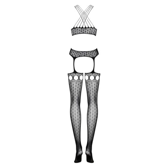 Set di lingerie sexy e irresistibile con giarrettiera in pizzo e cinturini incrociati Obsessive G313" - nero (S-L)"