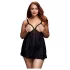 BACI - babydoll aperto donna curvy - pois - nero - XL/XXL