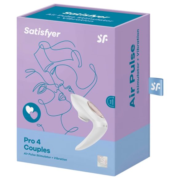 Satisfyer Pro 4 Coppie - vibratore a onde d'aria con batteria (bianco)