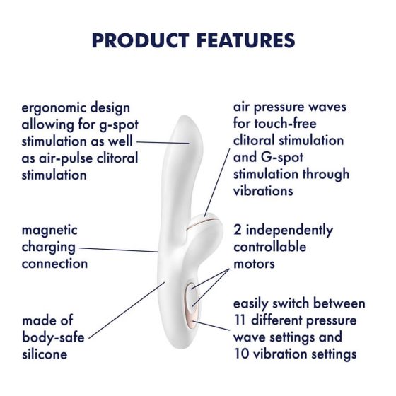 Satisfyer Pro+ Stimolatore Clitoride e Vibratore Punto G (bianco)