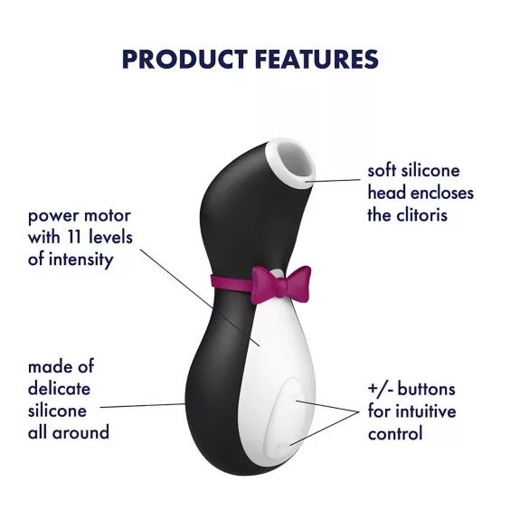 Satisfyer Penguin - stimolatore clitorideo ricaricabile e impermeabile (bianco-nero)