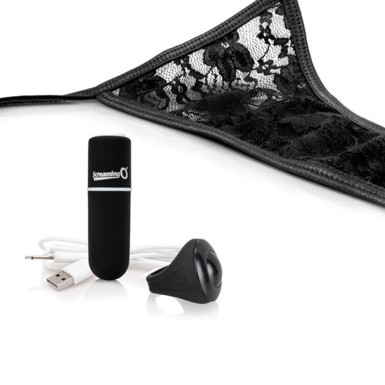Tanga Vibrante Silenzioso con Telecomando e Mini Vibratore Clitorideo Nascosto - MySecret Screaming O - Nero (S-L)