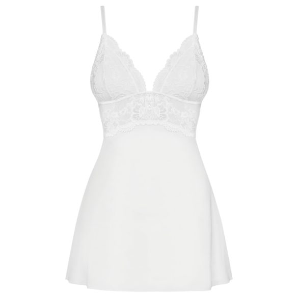 Obsessive 810-BAB-2 - babydoll in pizzo e perizoma (bianco)