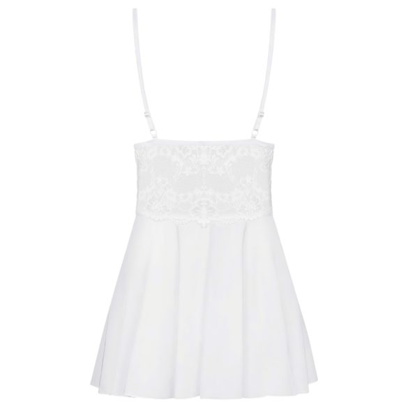 Obsessive 810-BAB-2 - babydoll in pizzo e perizoma (bianco) - L/XL