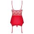 Obsessive Lovica - Top e perizoma rossi in pizzo con reggicalze - L/XL