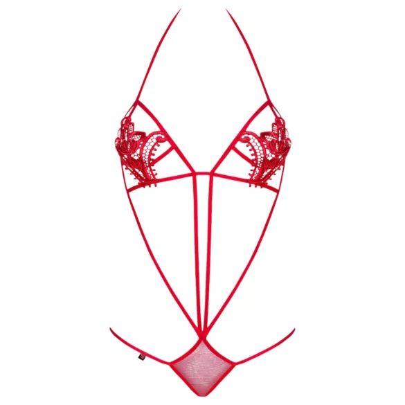 Luiza ossessiva - body rosso con tulipani e spalline (S/M)