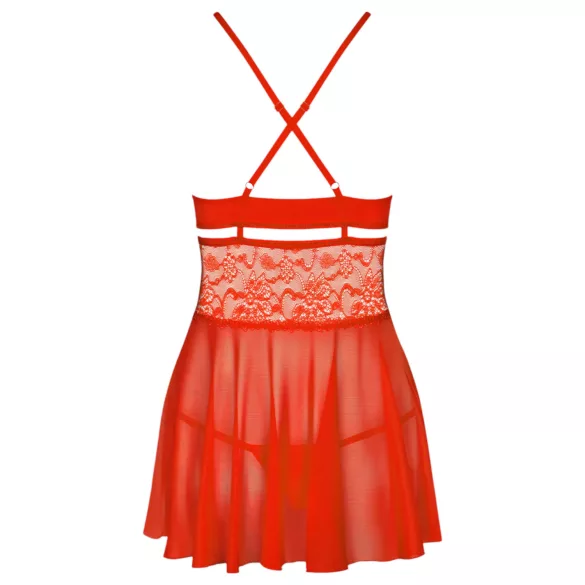 Obsessive - babydoll sexy in pizzo con perizoma - rosso - L/XL