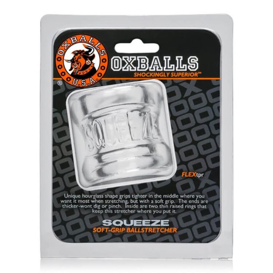 Anello e allungatore per testicoli OXBALLS Squeeze (trasparente)