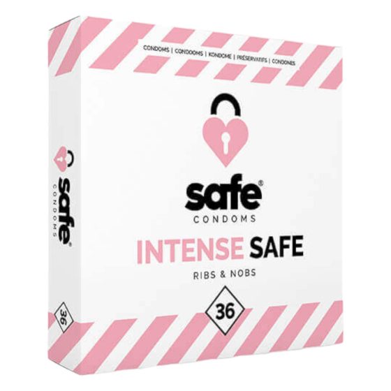 Preservativi SAFE Intense con Rilievi e Punti Stimolanti (36 pezzi)